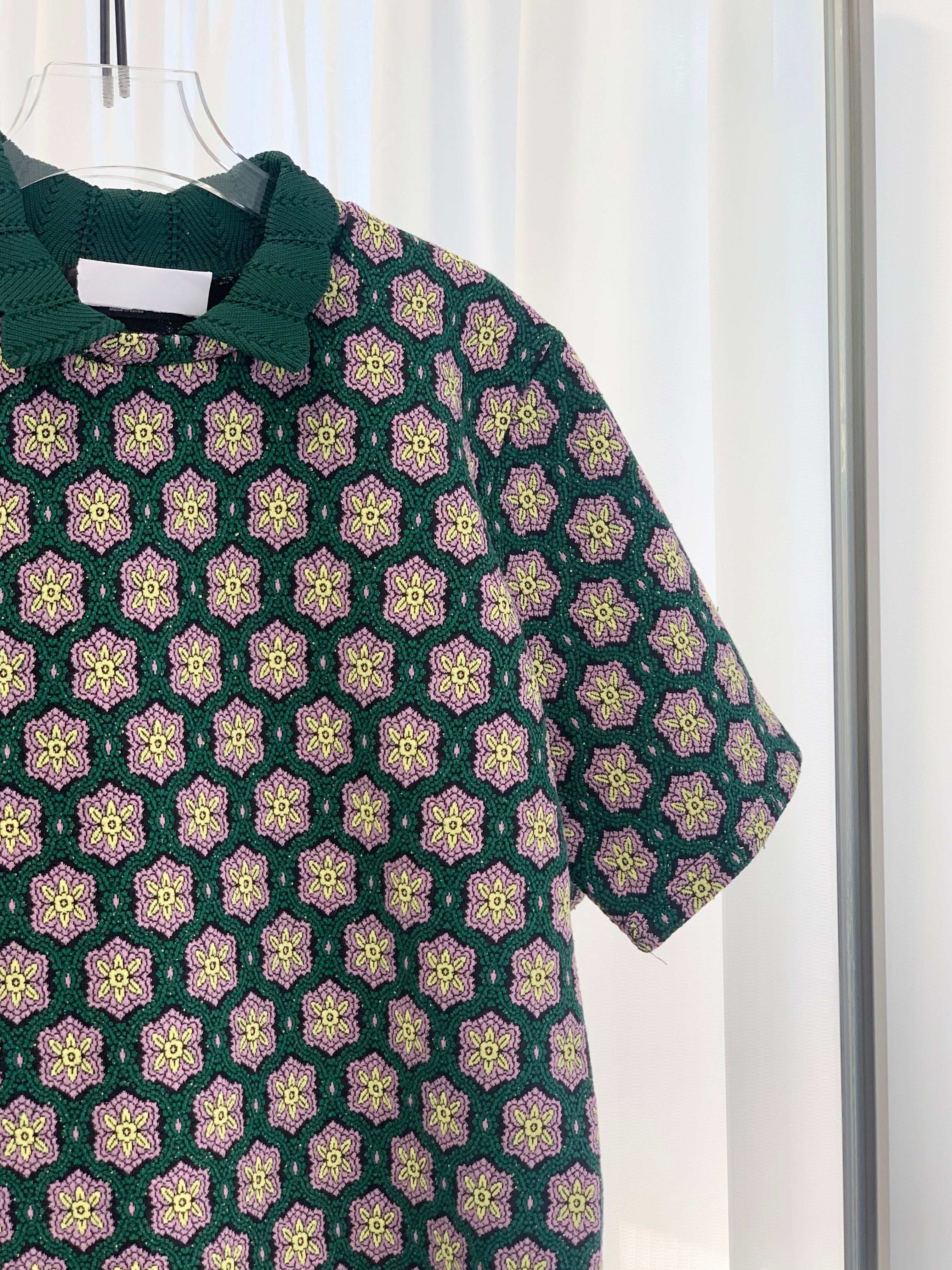 Knitted Collar Vintage Pattern Top (2 Colours)