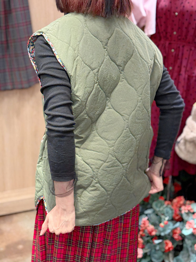 Ribbon quilted vest (2 Colours)