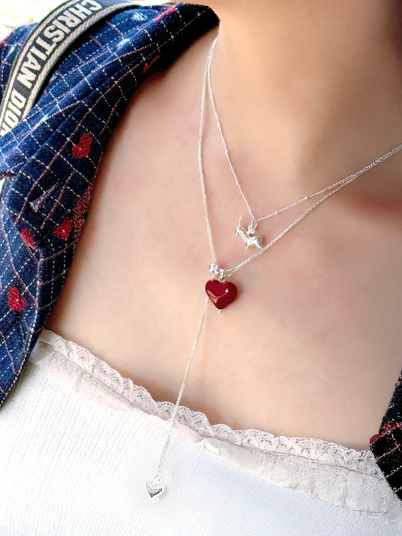 Silver Double Hearts Necklace