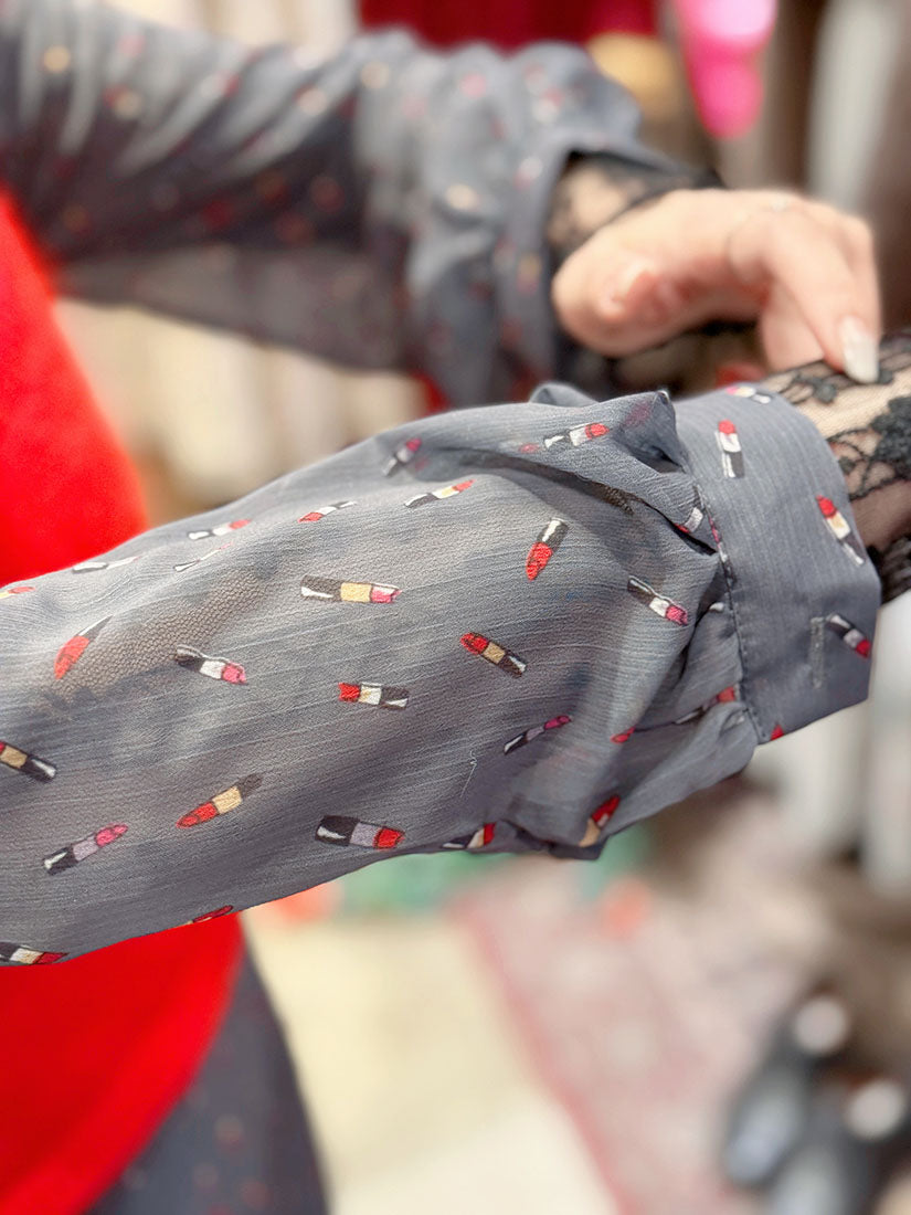 Lipstick Pattern Tied Waist Dress (2 Colours)