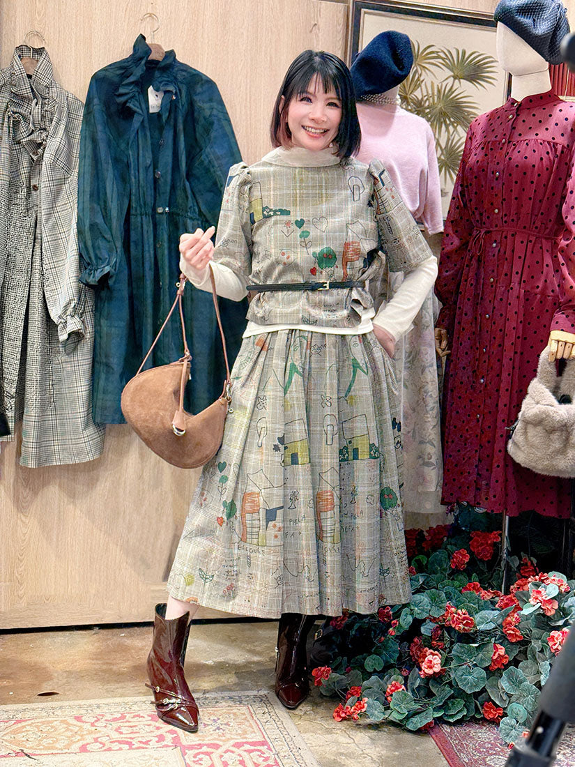 Hand Drawing Checker  Skirt