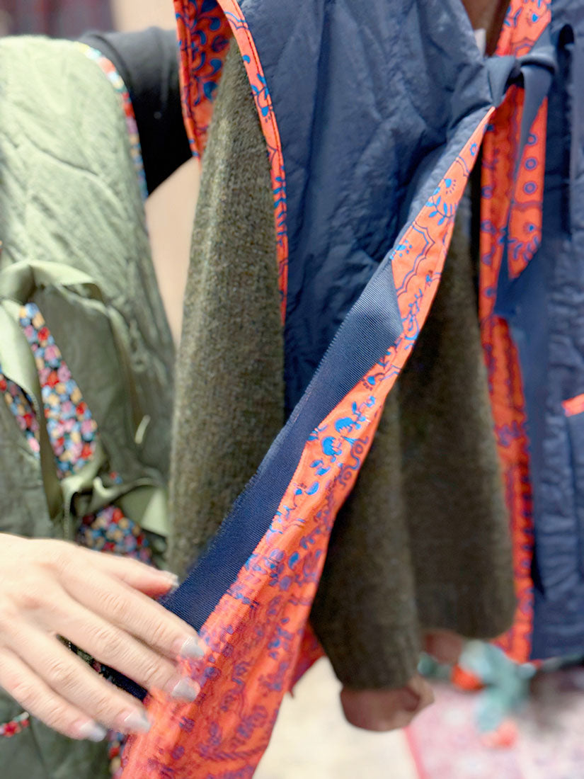 Ribbon quilted vest (2 Colours)