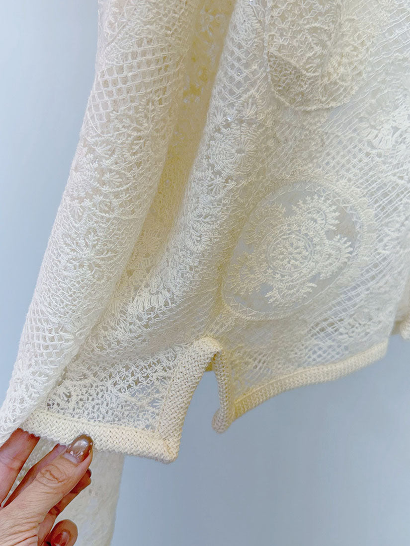 Embroidered Sequin Lace Cardigan