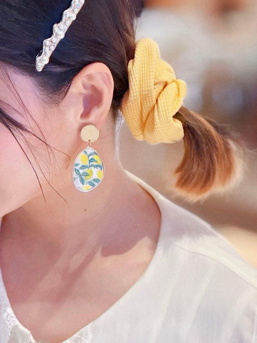 Lemon Printed Mother-Of-Pearl Earrings