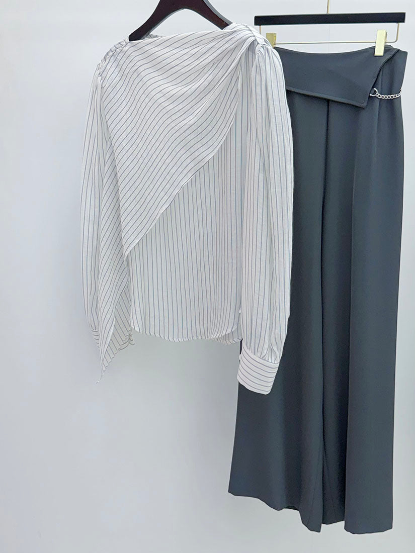 Chain Detail Flap Waist Pants (2 Colours)