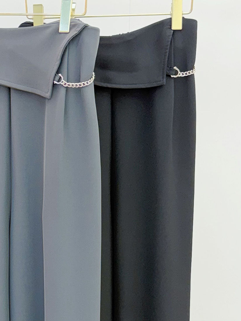 Chain Detail Flap Waist Pants (2 Colours)