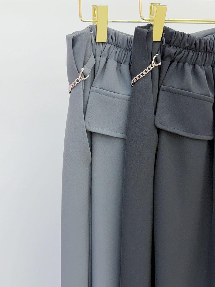 Chain Detail Flap Waist Pants (2 Colours)