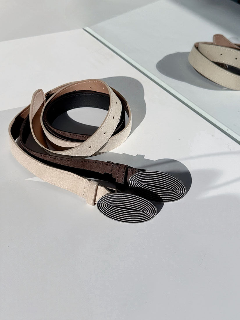 Oval Buckle Suede Belt (2 Colours)