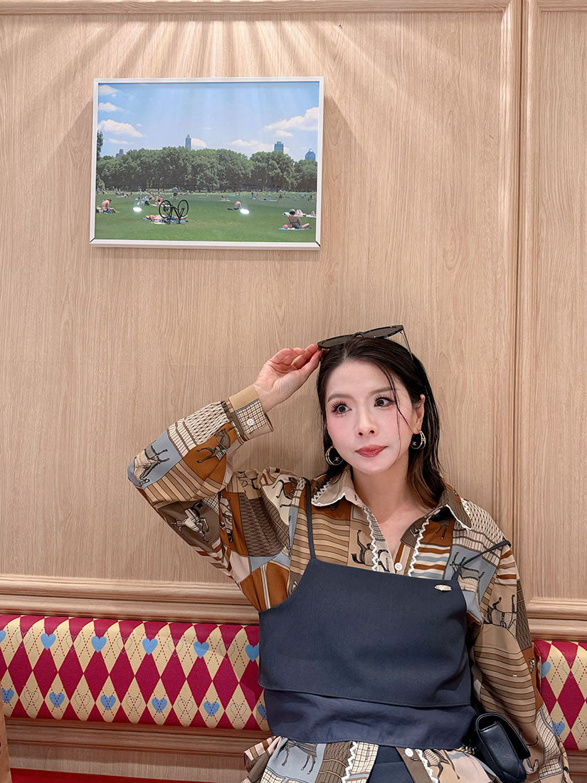 Lace Trim Horse Printed Shirt