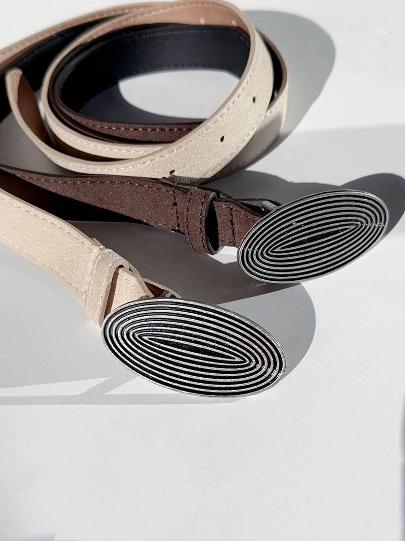 Oval Buckle Suede Belt (2 Colours)