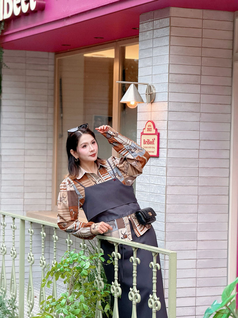 Lace Trim Horse Printed Shirt