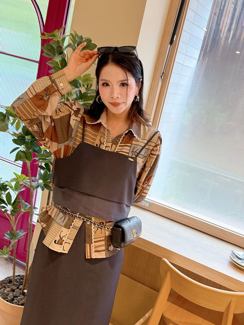 Lace Trim Horse Printed Shirt