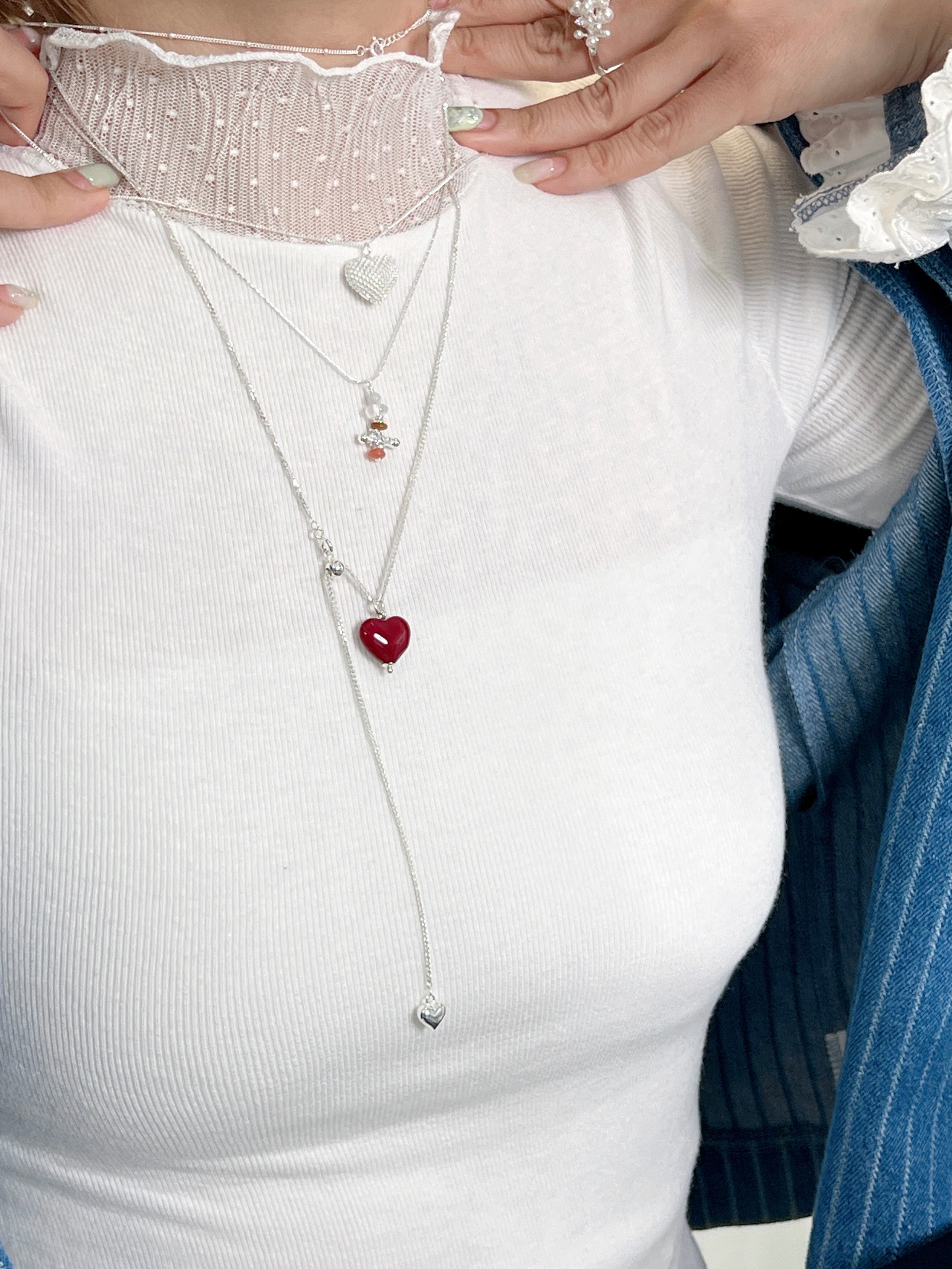 Silver Double Hearts Necklace