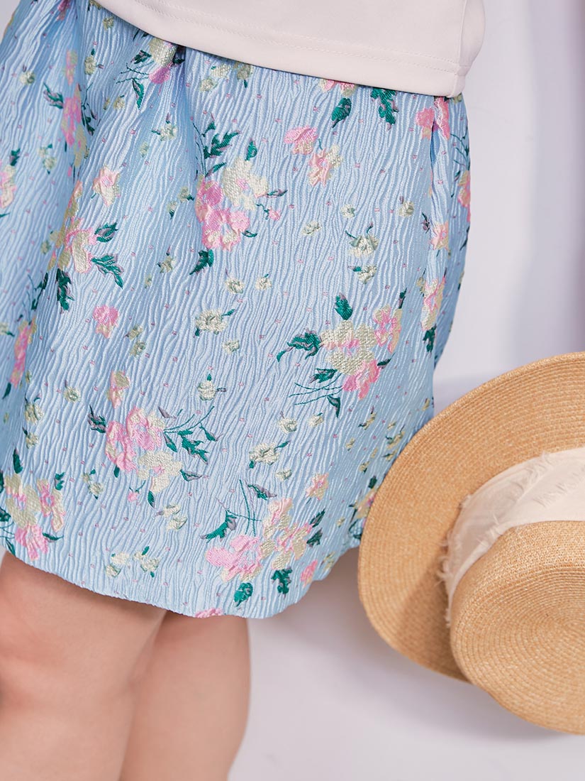 Floral Embroidered Jacquard Mini Skirt