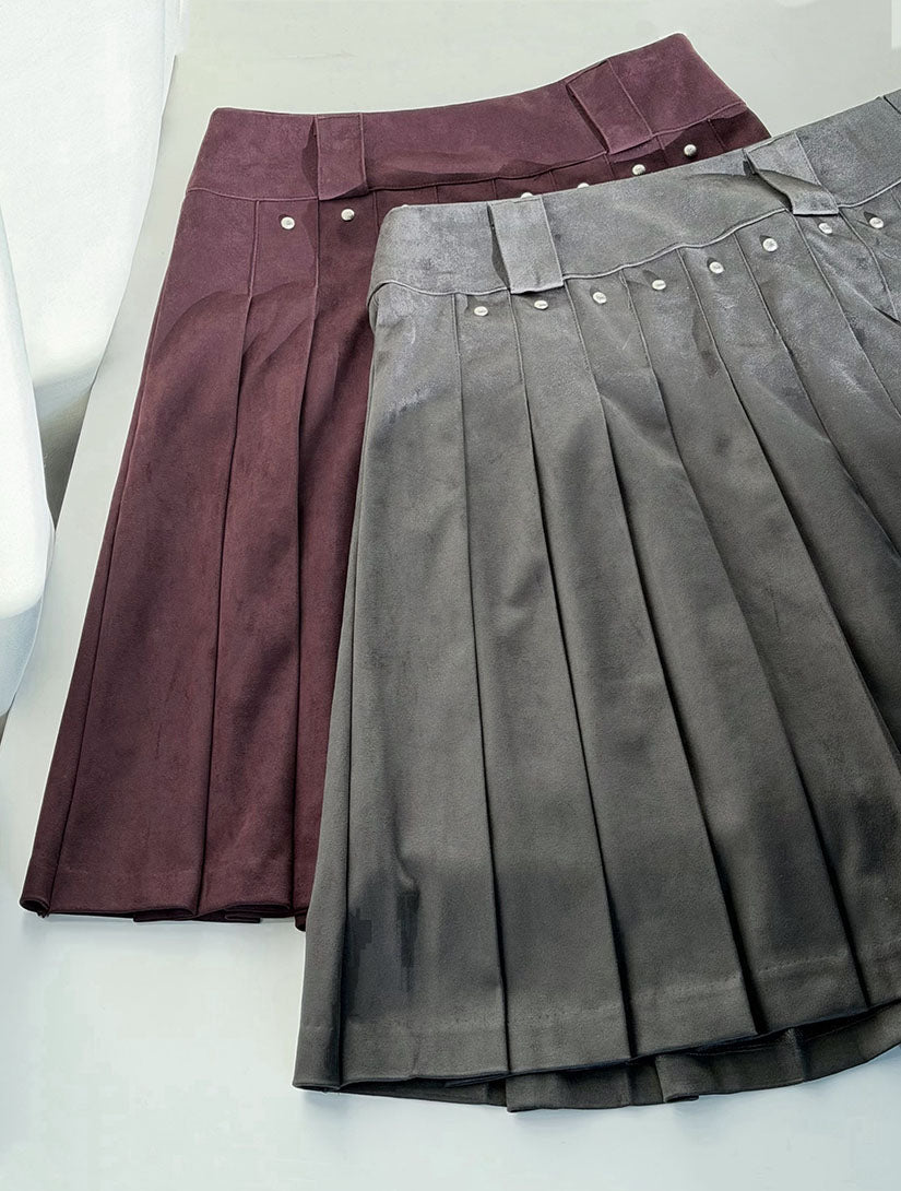 Studs Pleated Skirt (2 Colours)