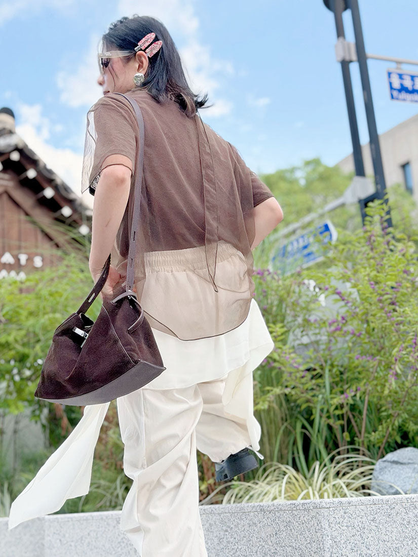 Chiffon Drape Patch Pants (2 Colours)