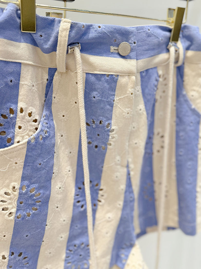 Bold Striped Floral Perforated Shorts (2 Colours)