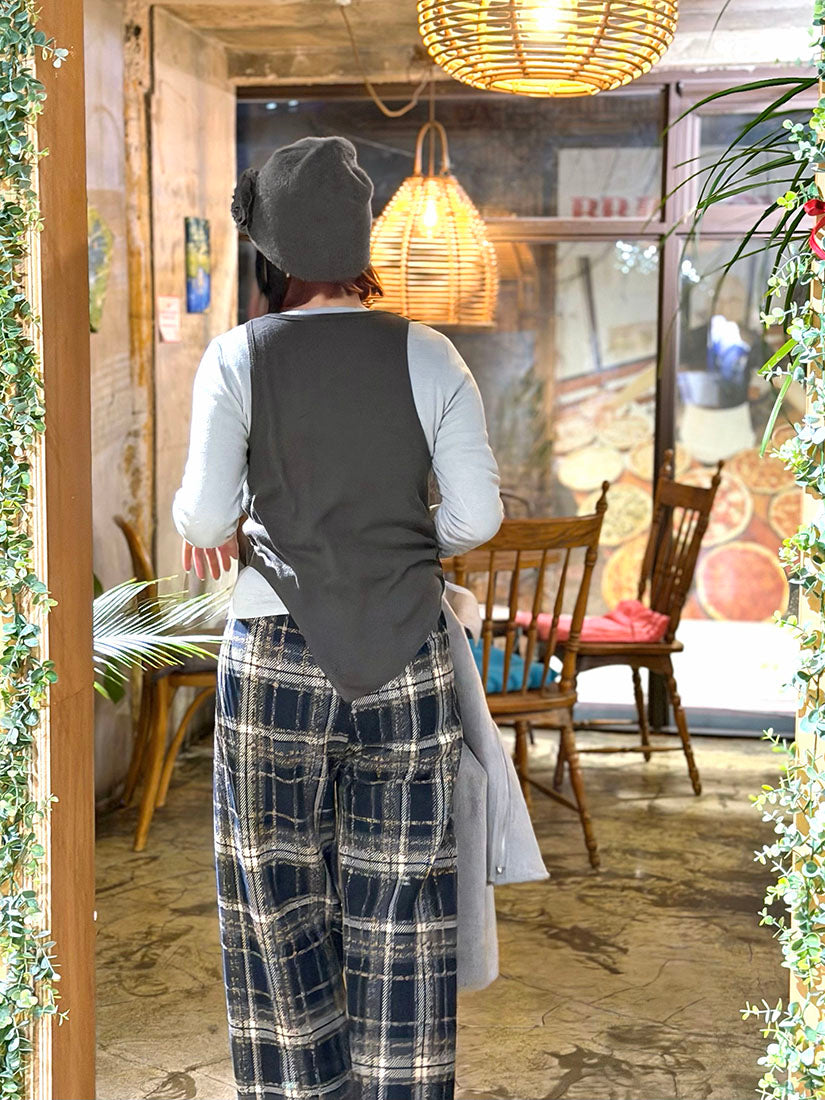 Drawstring Waist Checkered Pants (2 Colours)