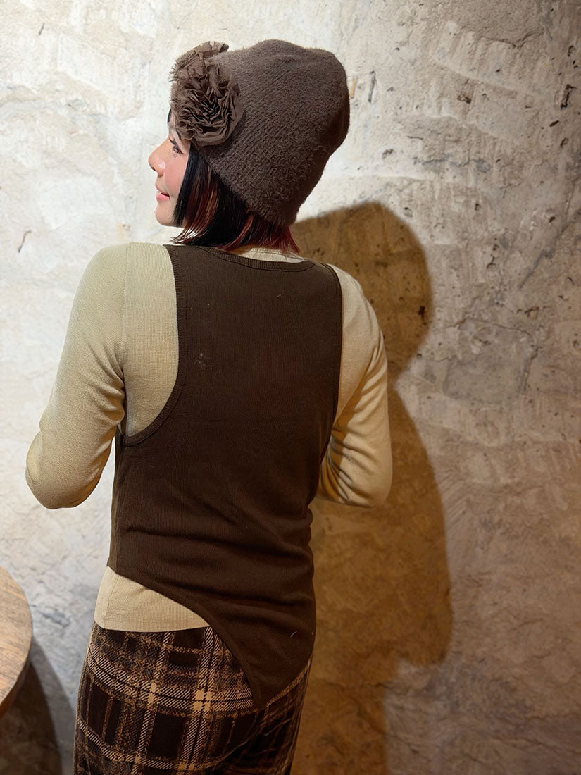 Knitted Top With Asymmetric Vest Set (2 Colours)