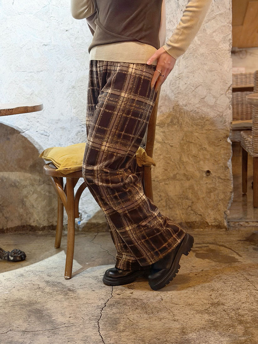 Drawstring Waist Checkered Pants (2 Colours)