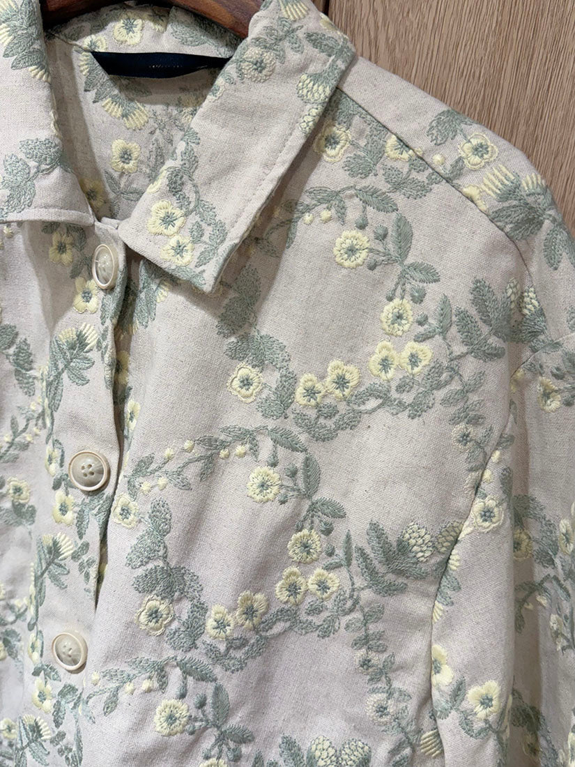 Floral Rhombus Embroidered Shirt Jacket (2 Colours)