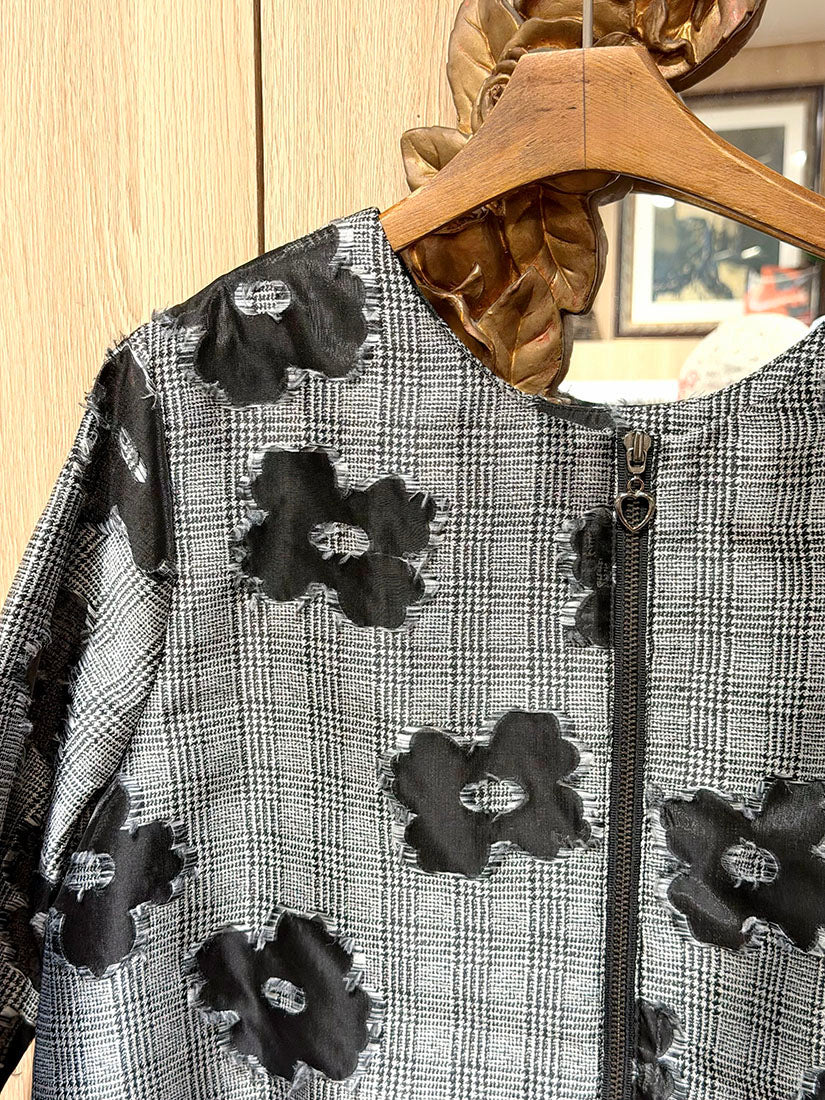 Flower Glen Check Zip Up 2 ways Jacket