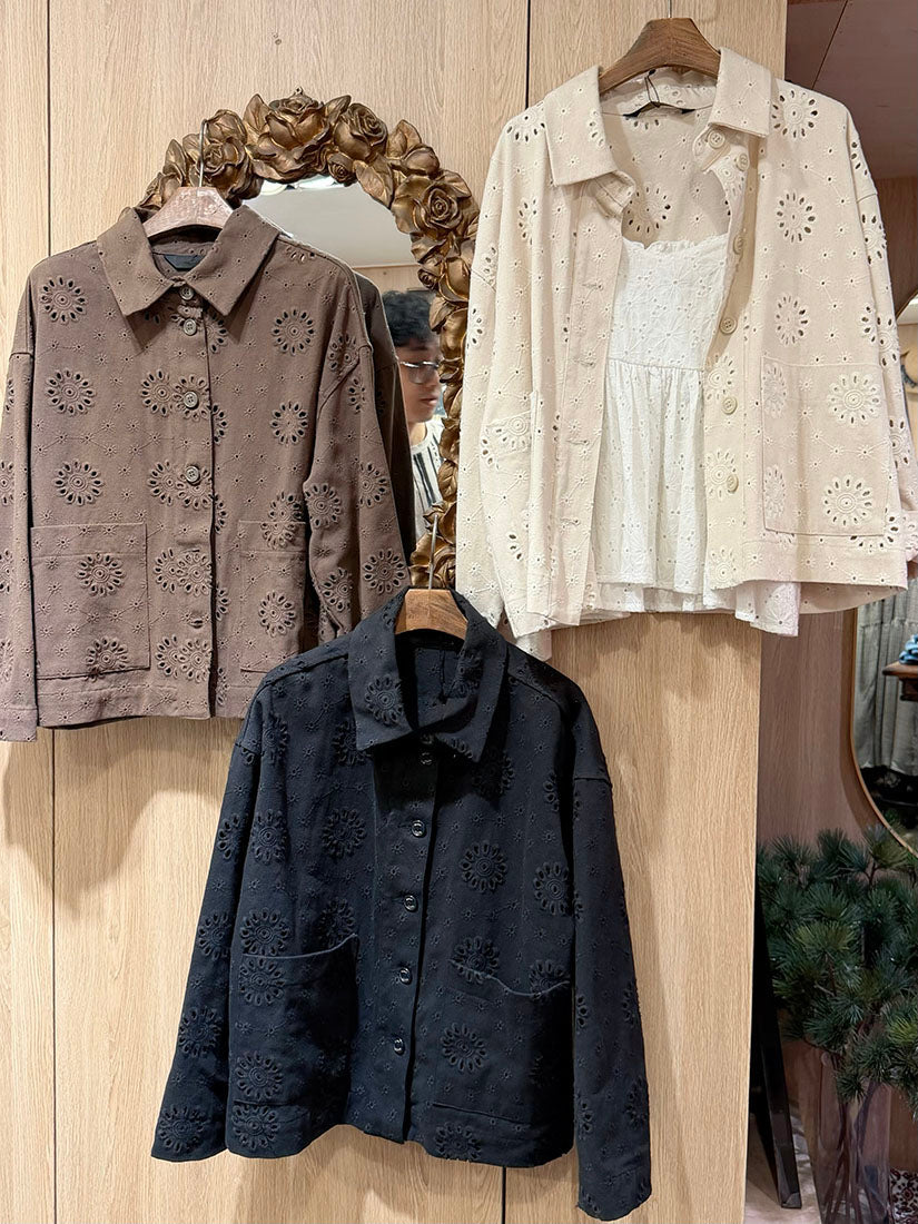 Flower Perforated Shirt Jacket (2 Colours)