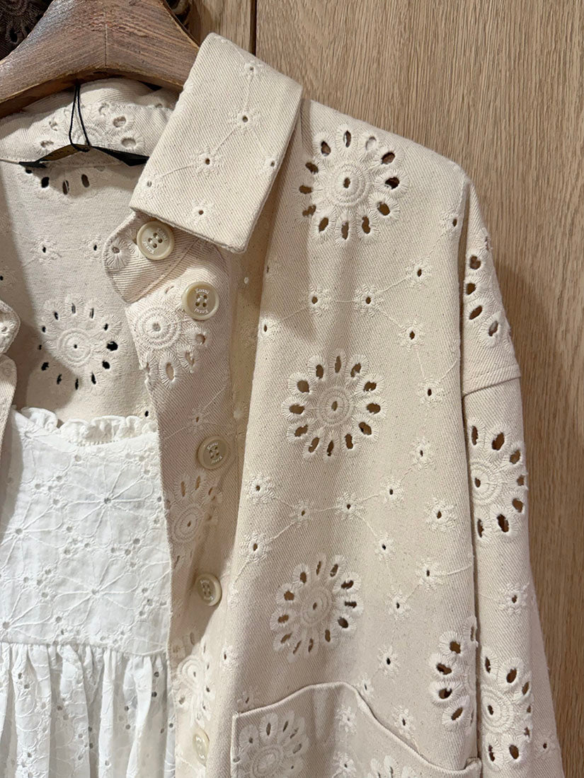 Flower Perforated Shirt Jacket (2 Colours)