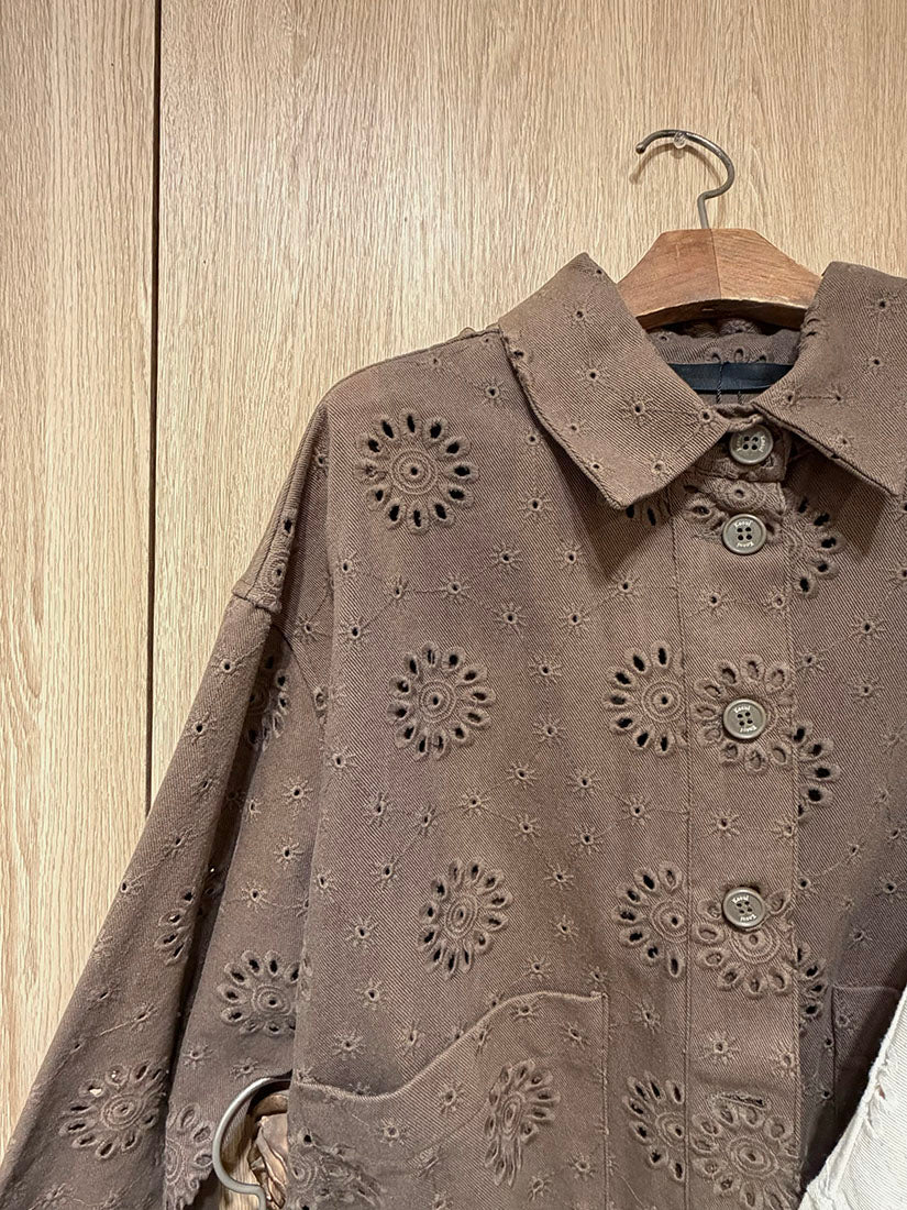 Flower Perforated Shirt Jacket (2 Colours)