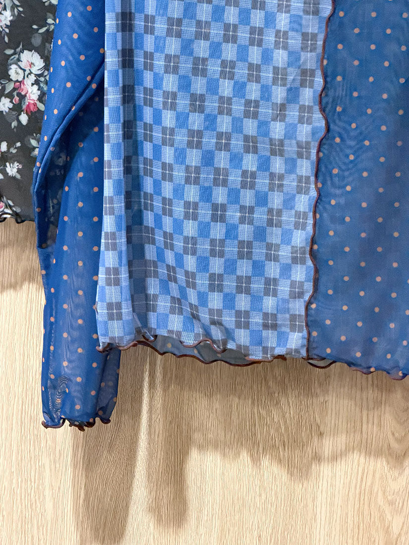 Lettuce Edge Panel Mesh Printed Top (2 Colours)