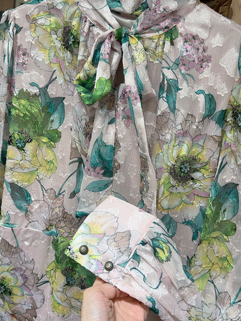 Layered Ruffle Hem Texture Floral Printed Dress