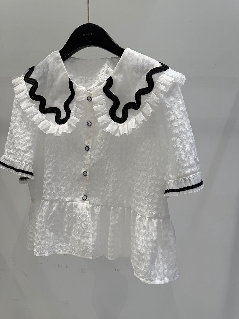 Wave Pleated Hem Top