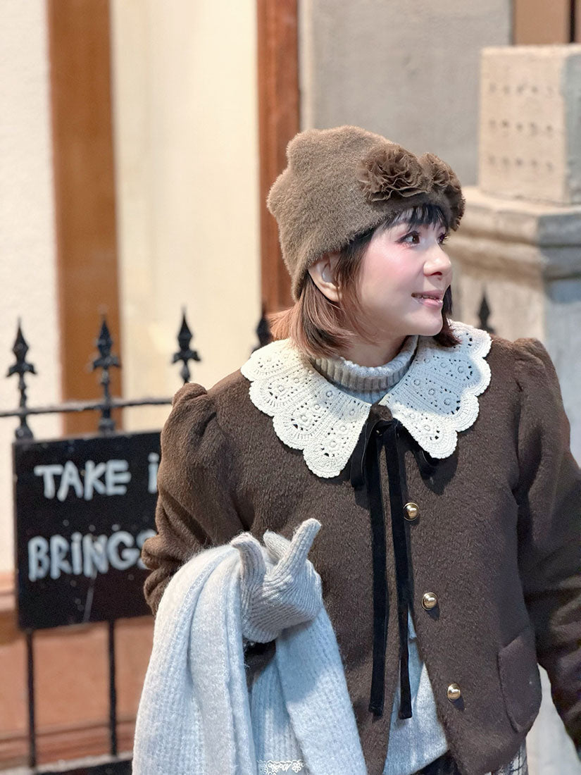 Floral Applique Fluffy Beanie (3 Colours)