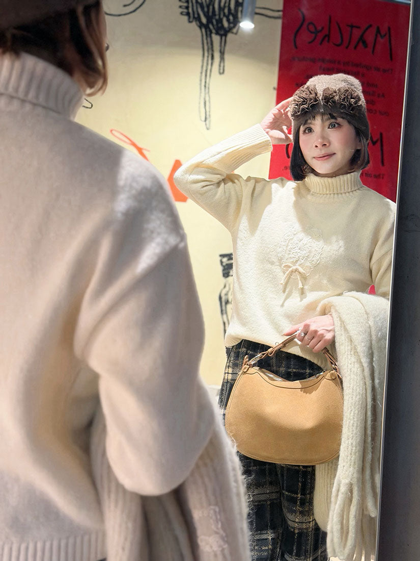 Floral Applique Fluffy Beanie (3 Colours)