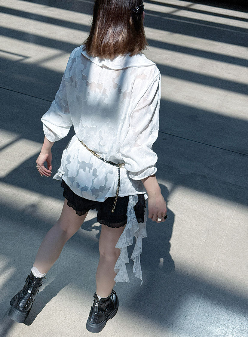 Ruffle Detailed Floral Textured Blouse (2 Colours)