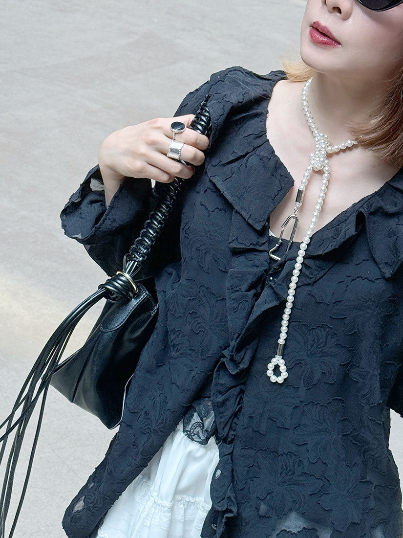 Ruffle Detailed Floral Textured Blouse (2 Colours)