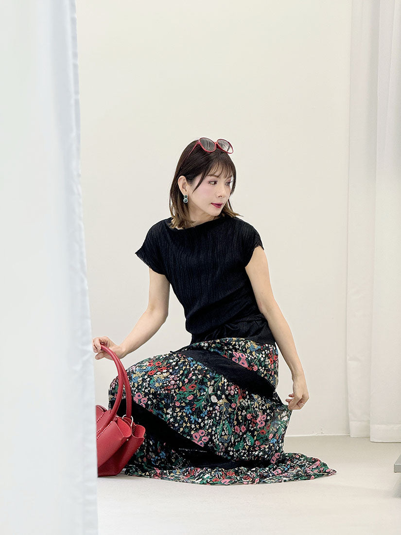 Mock Neck Sleeveless Wrinkle Top With Waist Belt (2 Colours)
