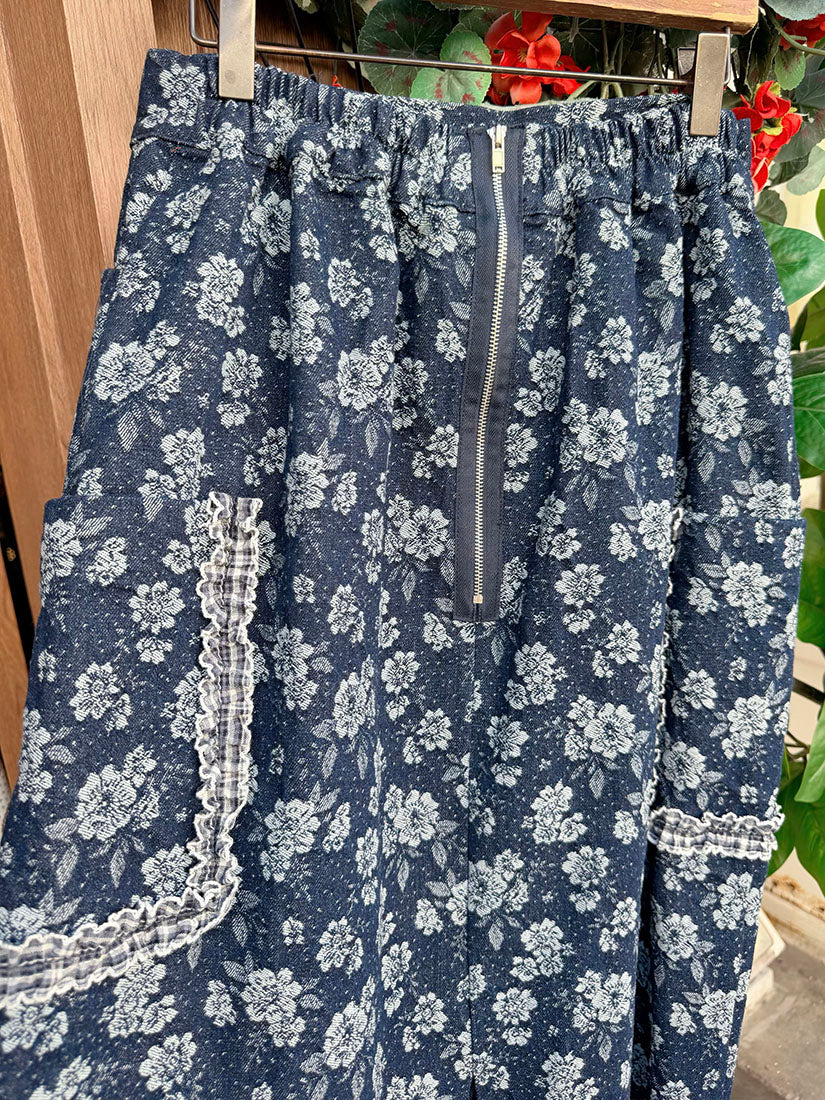 Navy Floral Skirt
