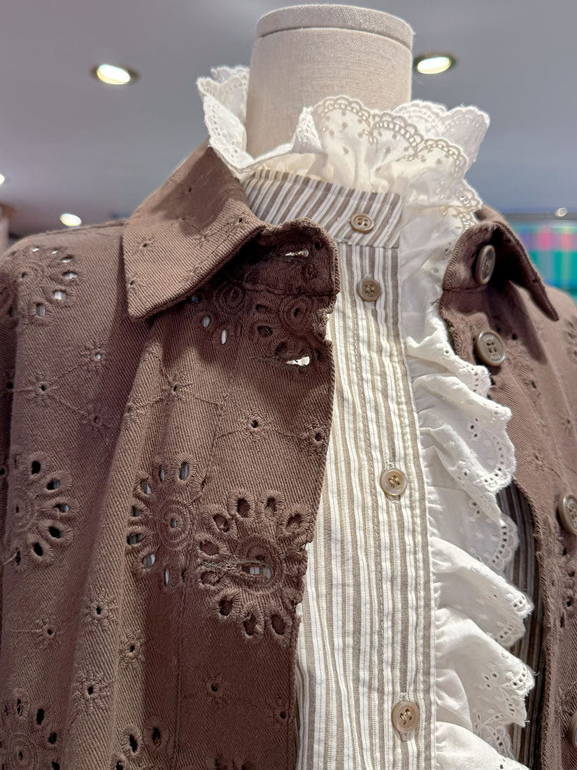 Flower Perforated Shirt Jacket (2 Colours)