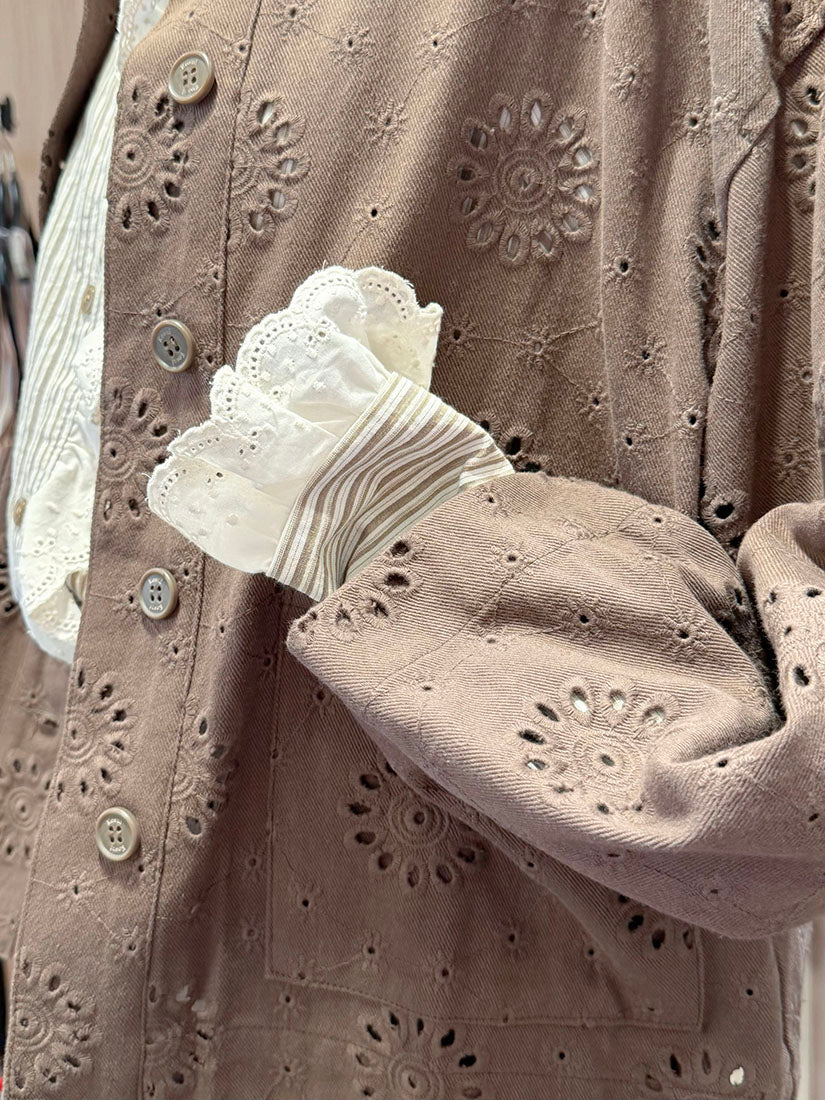 Flower Perforated Shirt Jacket (2 Colours)