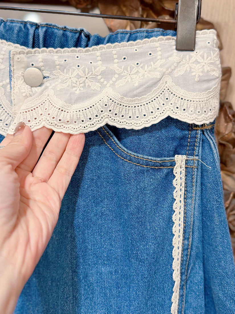 Ruffle Lace Denim Jeans
