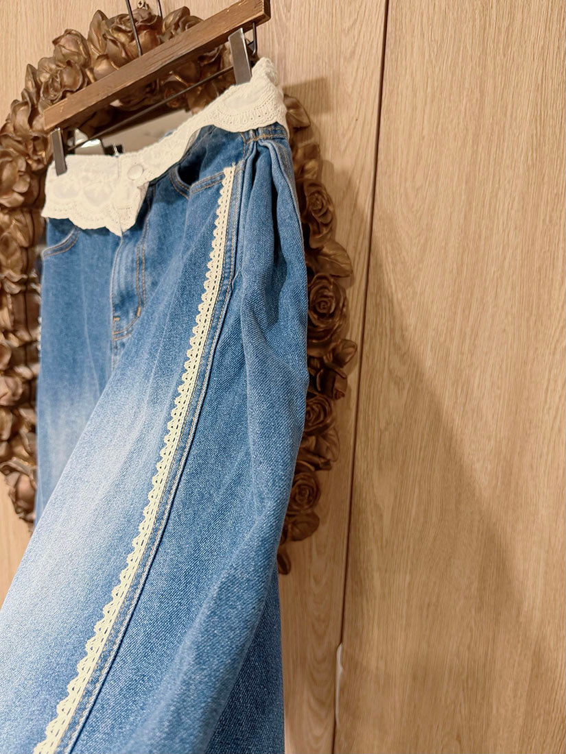 Ruffle Lace Denim Jeans