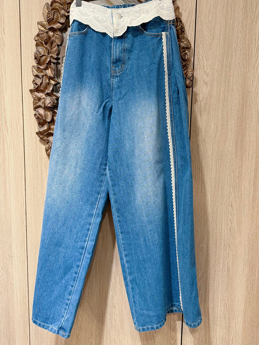 Ruffle Lace Denim Jeans