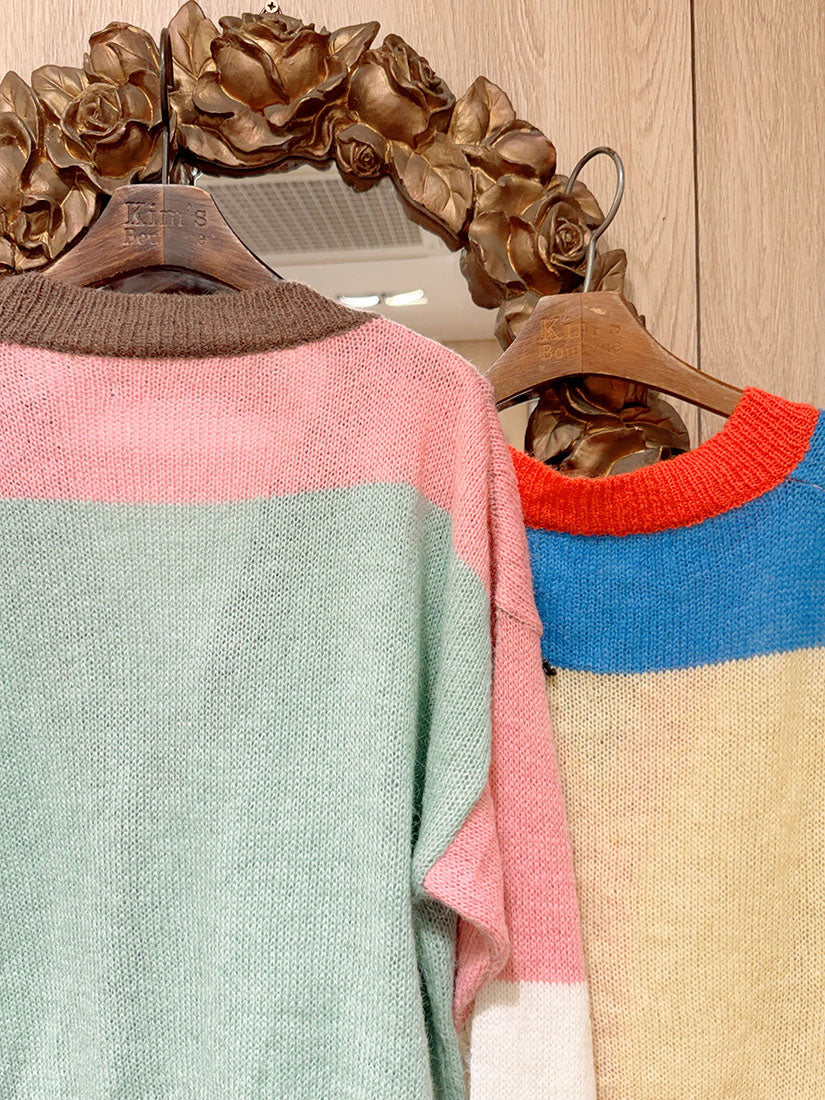 Tassel Colours blocking Cardigan(2 Colours)