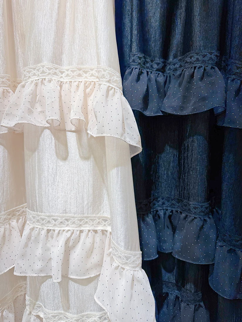 Lace Detailed Ruffle Trim Dress(2 Colours)