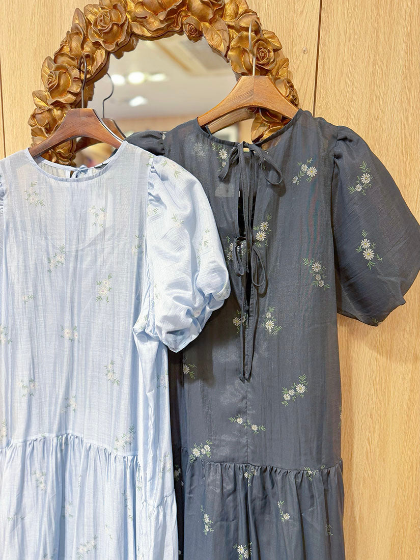 Floral Printed Puff Sleeve Tiered Dress(2 Colours)