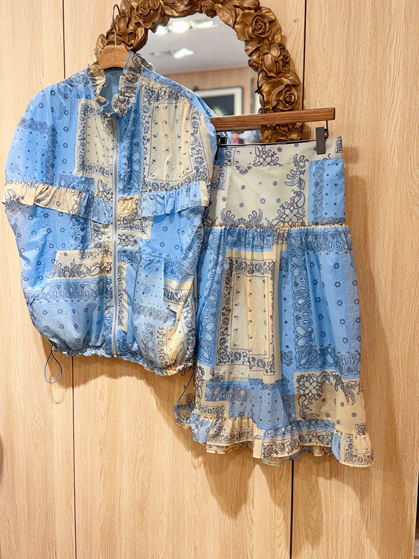 Scarf Printed Ruffle Hem Skirt