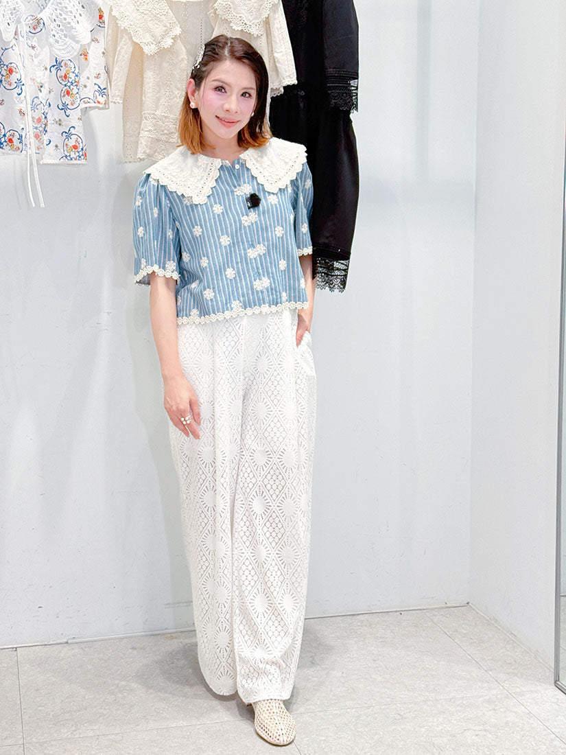 Argyle Lace Wide Leg Pants