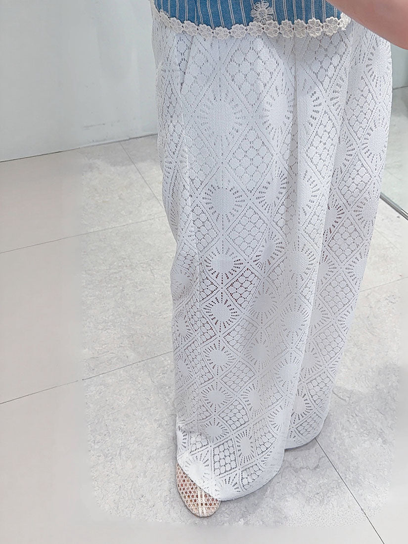 Argyle Lace Wide Leg Pants