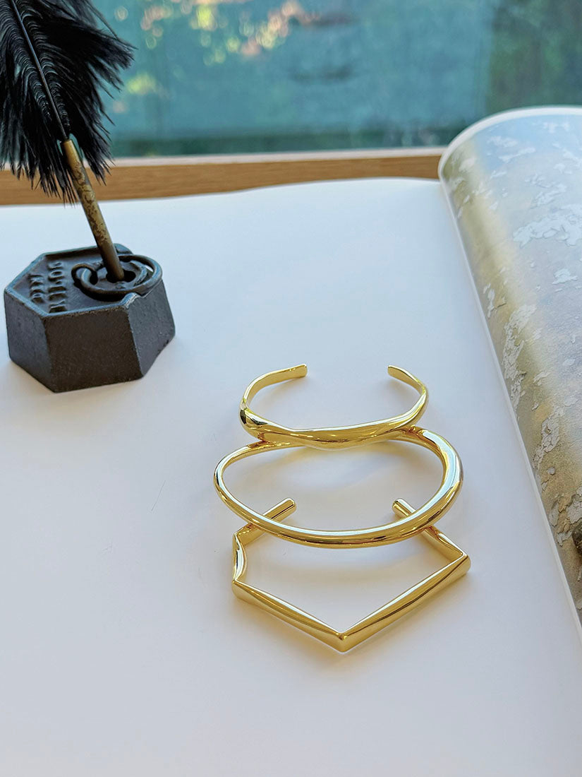 Sculptural Gold Line Bangle (3 Styles)